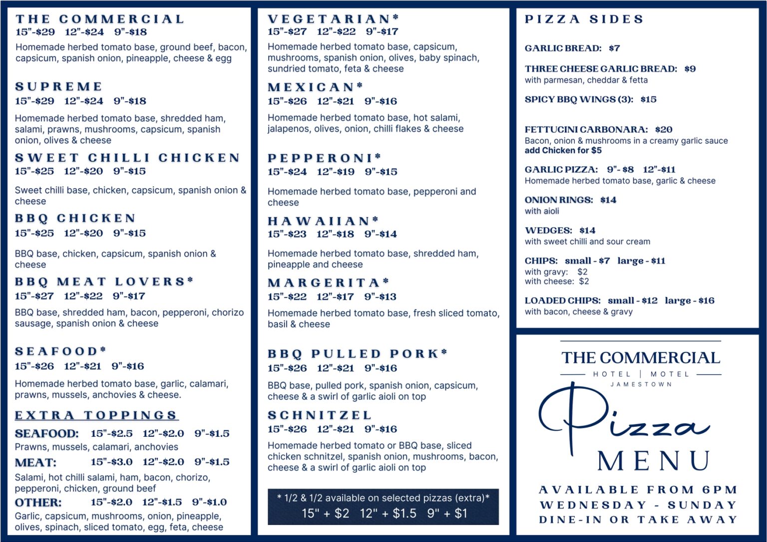 Delicious Pizza Menu Commercial Hotel Jamestown Order Now